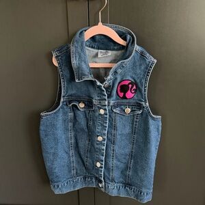Barbie | Girls Denim Vest with Pink Logo | XL 14-16 |